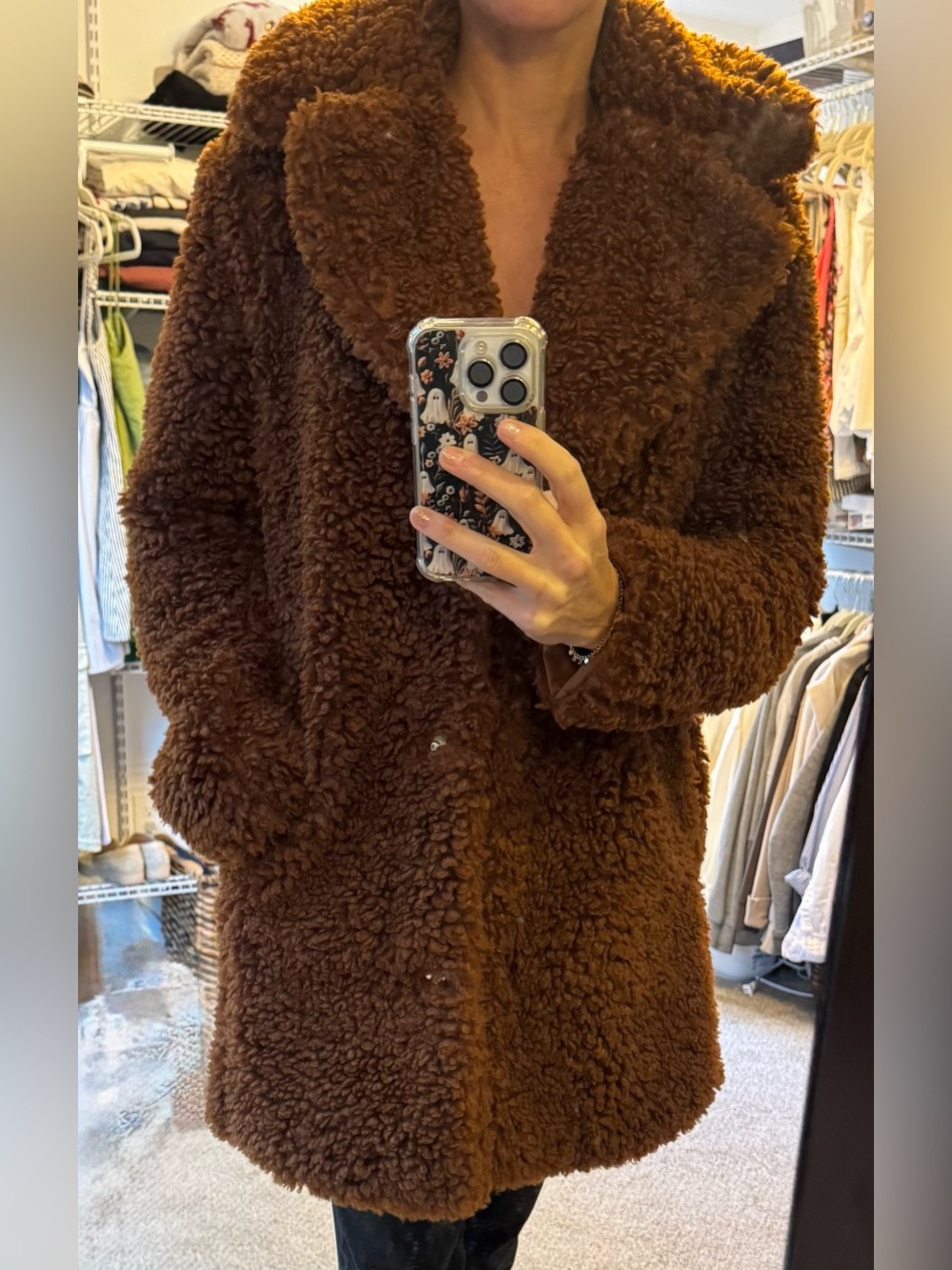 Nordstrom Women's Brown Faux Shearling Teddy Coat